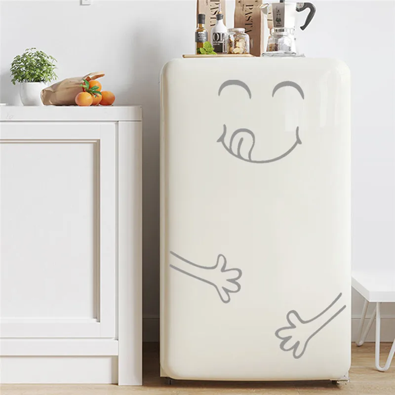 Клевый стикер Холодильник счастливое вкусное лицо кухонный Холодильник настенные художественные наклейки Декорации для хелоуин вечеринки adesivo де parede