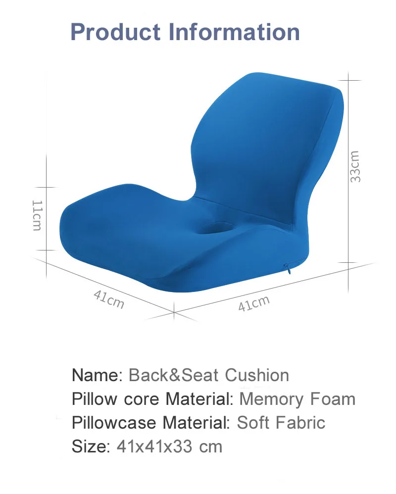 PurenLatex Seat&Back Cushion Memory Foam Chair Cushion for Lower Back Pain Relief Protect Lumbar Cushion Orthopedic Pillow