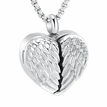 

Cremation Urn pendant Necklace Hold Ashes - Engravable Openable Angel WIng For Photo Of Loved Ones /Pets Always in My Heart