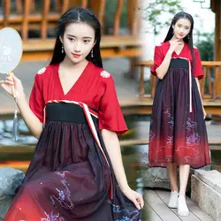 Реформация Hanfu женское платье с принтом Феи Костюм для классических танцев народный карнавальный наряд для певицы для сцены одежда для