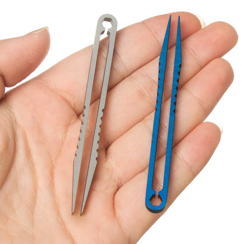 Rust free outdoor rescue emergent tool titanium tweezer EDC clamp pick clip grip grab splinter hair remove first aid kit