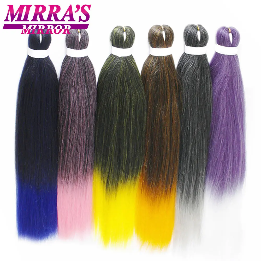 Braiding-Hair Easy-Hair-Extensions Pre-Stretched Synthetic Ombre Mirras-Mirror Yaki-Style