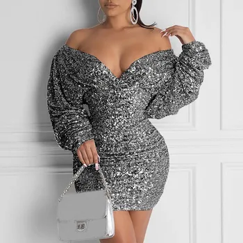 

Women Solid Sexy V Neck Multicolor Sequin Mini Dress Party Night Dresses Summer платье женское vestidos sukienki vestido 2020