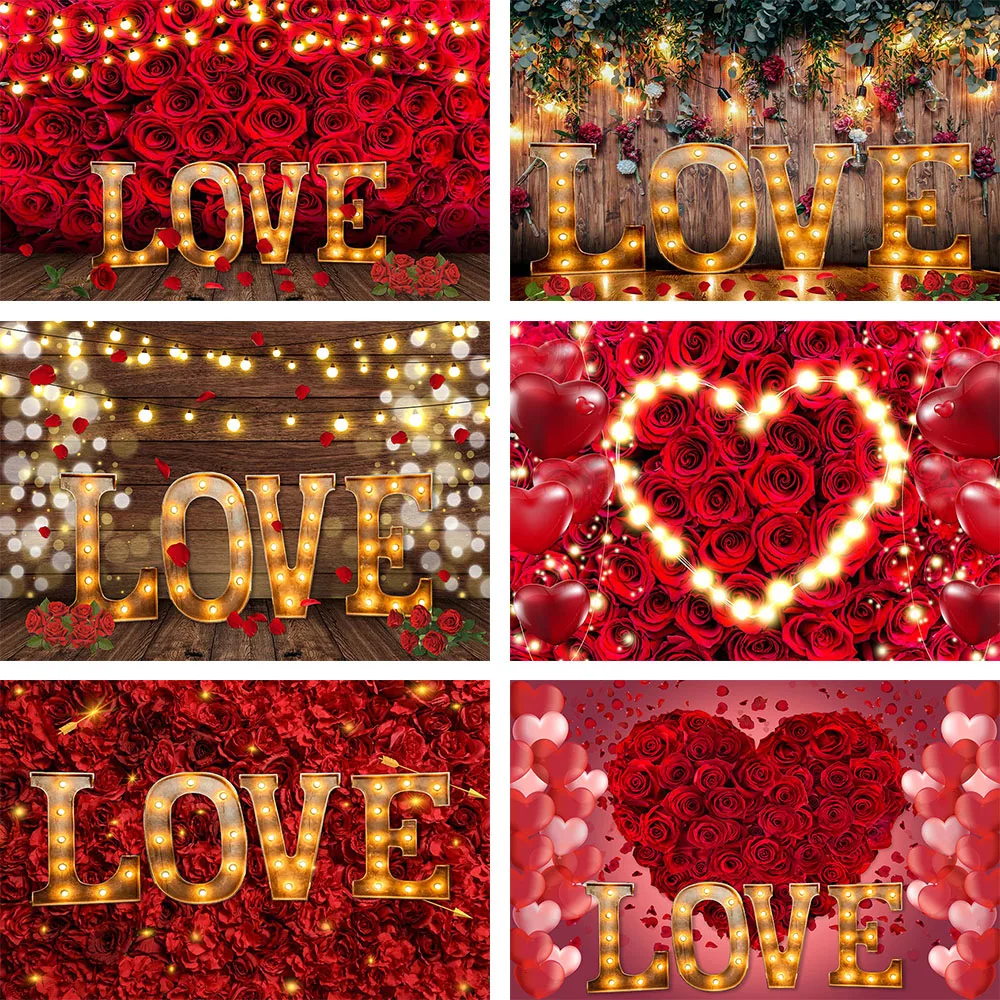 

Mehofond Adult Valentine's Day Party Backdrop Photography Bridal Bridegroom Wedding Romance Love Background Props Photo Studio