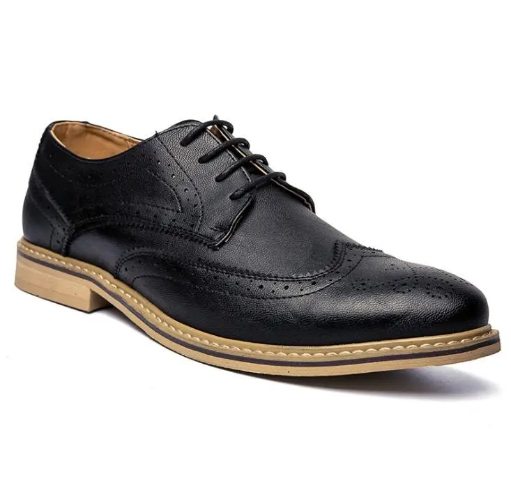 British casual small leather shoes mens mens high-pointed point Brock shoes men's low-top men's fashion leather Business Shoes