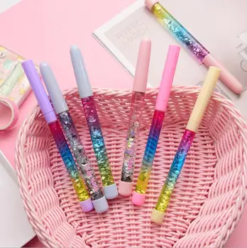 

480pcs/lot 0.5mm Fairy Stick Ballpoint Pen Drift Sand Glitter Crystal Pen Rainbow Color Creative Ball Pen Kids Gift Stationery