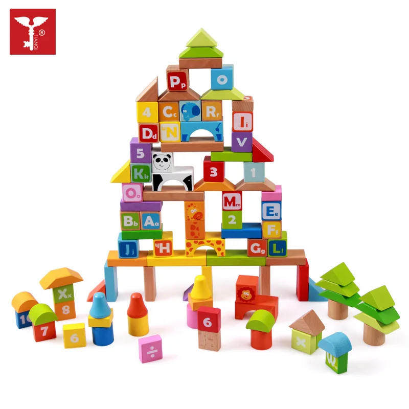 

Wooden 100 Tablets Color Barrel Building Blocks Children'S Educational Building Blocks of Toy