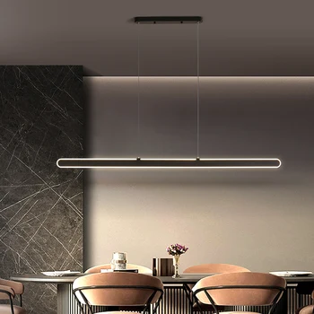 Minimalist Modern LED Chandelier Dining Room Island Long Hanging Pendant Lamp 1