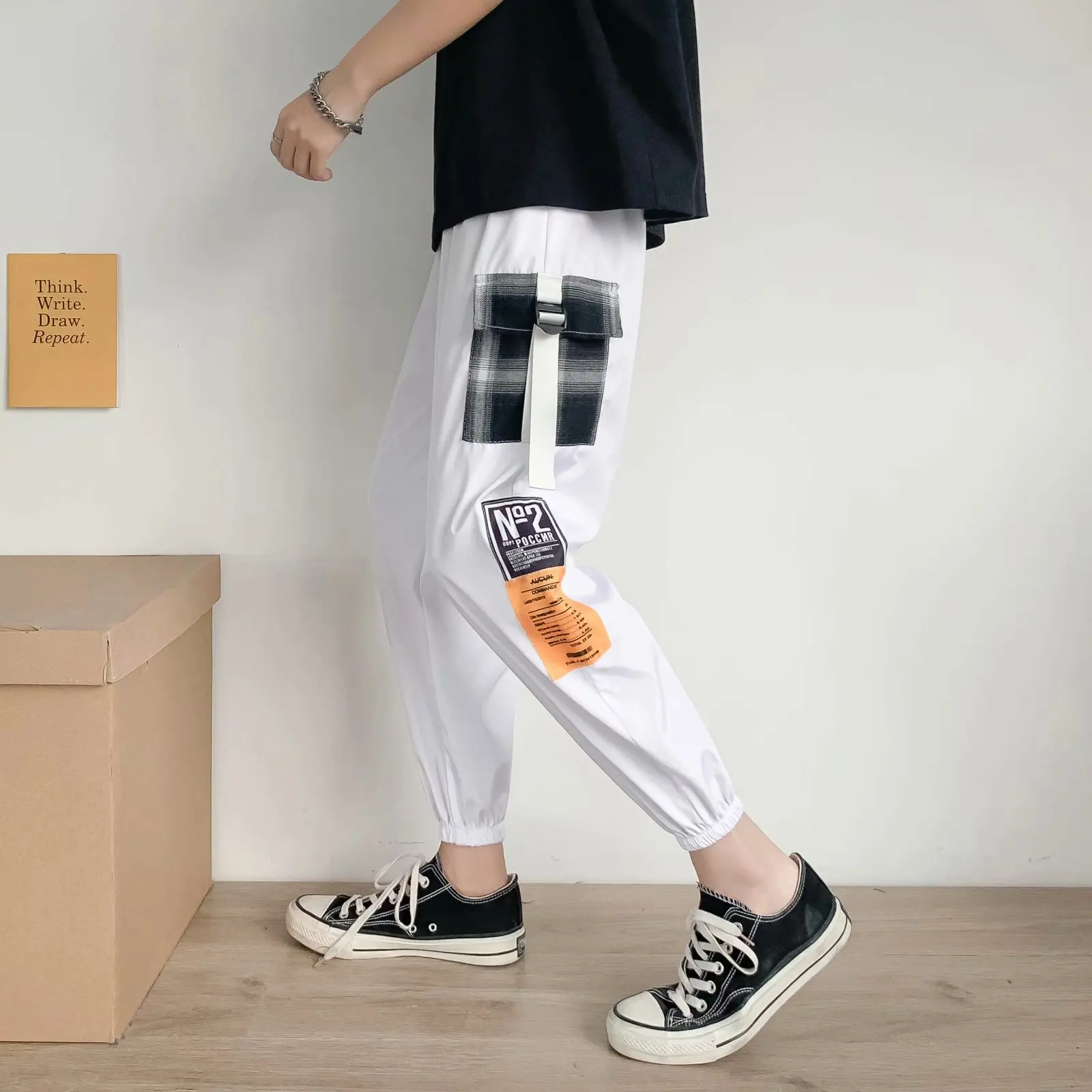 elephant trousers New Men's Pants Fashion Korean Style Ribbon Streetwear Harem Pants Elastic Waist Cargo Pants Men Casual Hip Hop Sweatpants Men linen harem pants