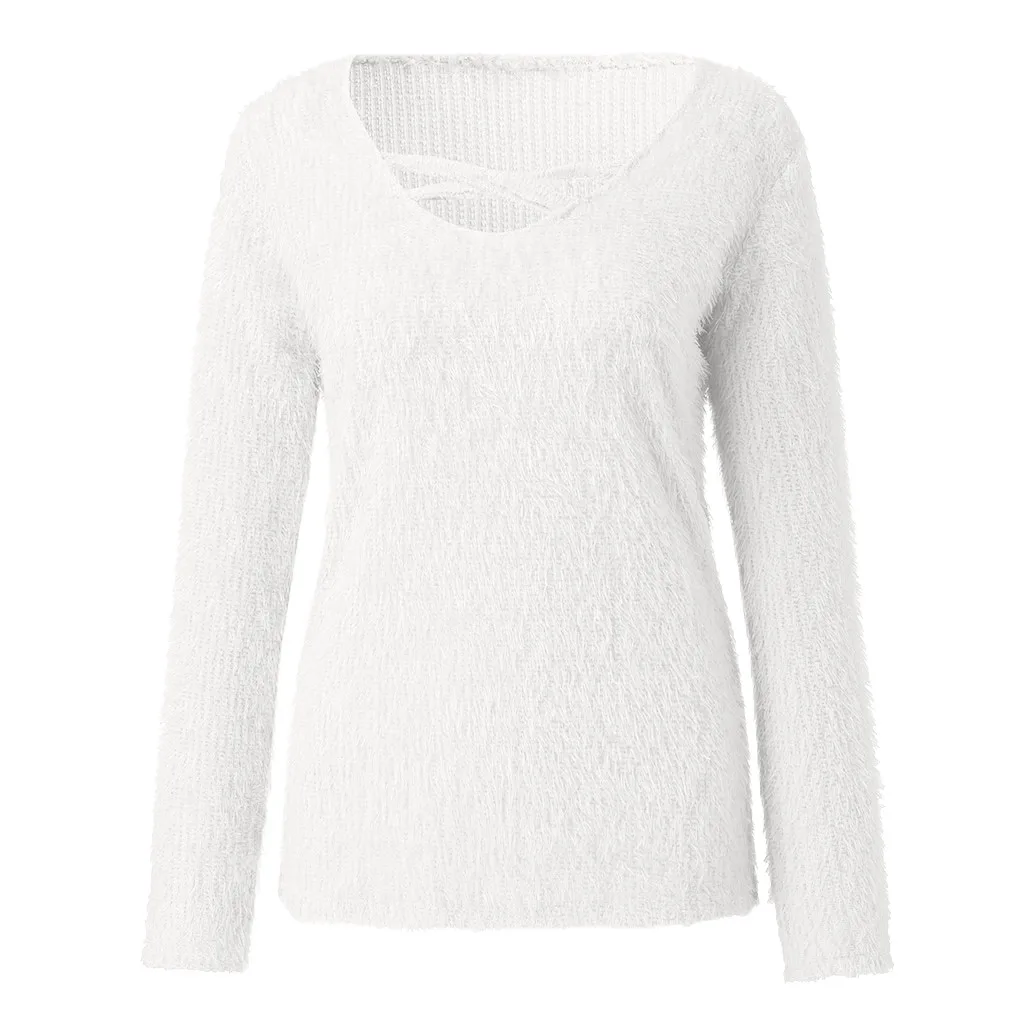 Меховой топ с круглым вырезом camisa feminina, сексуальные тонкие однотонные толстовки, повседневные зимние топы, офисная одежда, осенняя одежда Женская сорочка femme 10,22