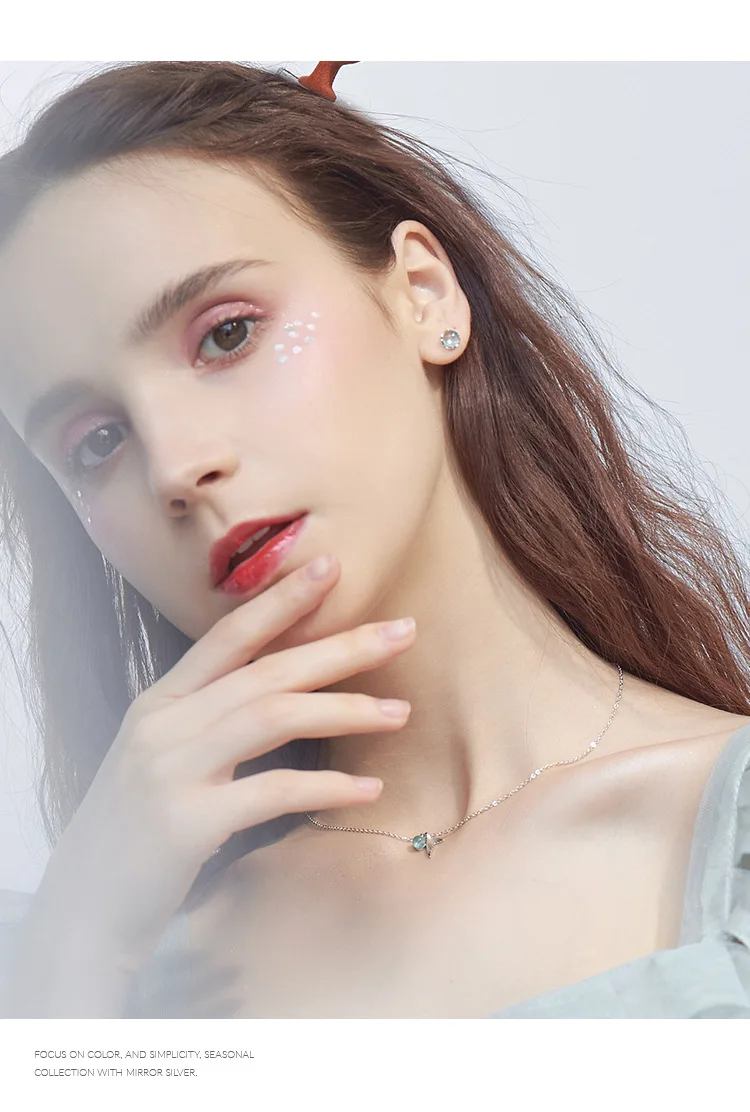 Yong Cheng 925 Серебряное мужское ожерелье с рыбьим хвостом и хвостом из голубой пены, колье для студентов из серии Fresh MORI