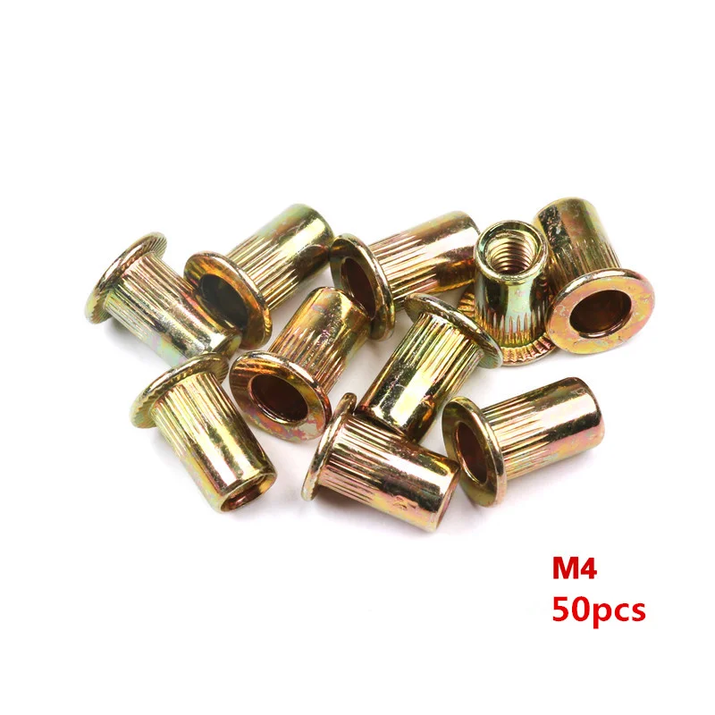 50pcs M4 200/50 шт. набор заклепок из нержавеющей стали/углеродистой стали с плоской головкой M3 M4 M5 M6 многоразмерные гайки с заклепками - Цвет: 50pcs M4