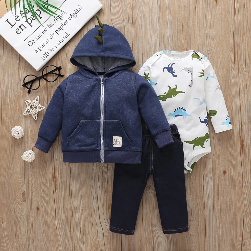 Carter/комплект одежды из 3 предметов для маленьких мальчиков(пальто с капюшоном с животными+ боди с длинными рукавами+ длинные штаны), для детей от 6 до 24 месяцев