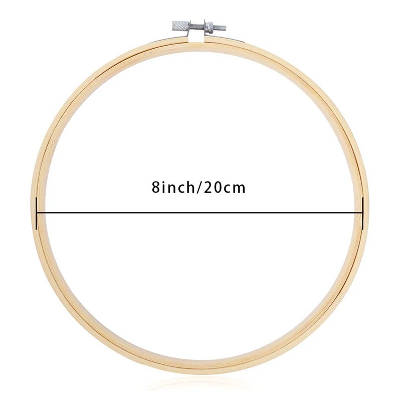 10 Pieces 8 Inch Embroidery Hoops Round Adjustable Bamboo Circle Cross Stitch Hoop Ring Bulk for Art Craft Handy Sewing