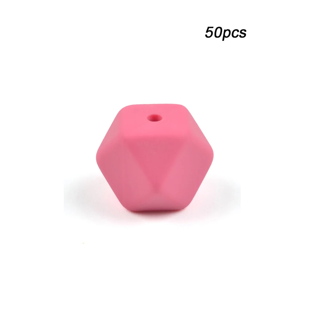 Sakura LOFCA 50 шт. Пищевая силиконовая бусина мини шестиугольник зубной прорезыватель для малышей Прорезыватель зубов игрушки Бусы, не содержат Бисфенол А Соска-Подвеска для DIY - Цвет: Sakura