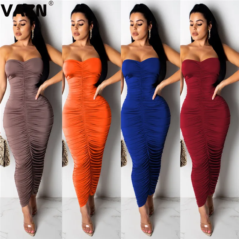 

VAZN GOFN 16228 Bandage Bodycon Holiday Night Club Strapless Sexy Slim Young Long Dress 2019 Design Sleeveless dress Women Dress