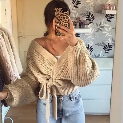 cropped belted cardigan