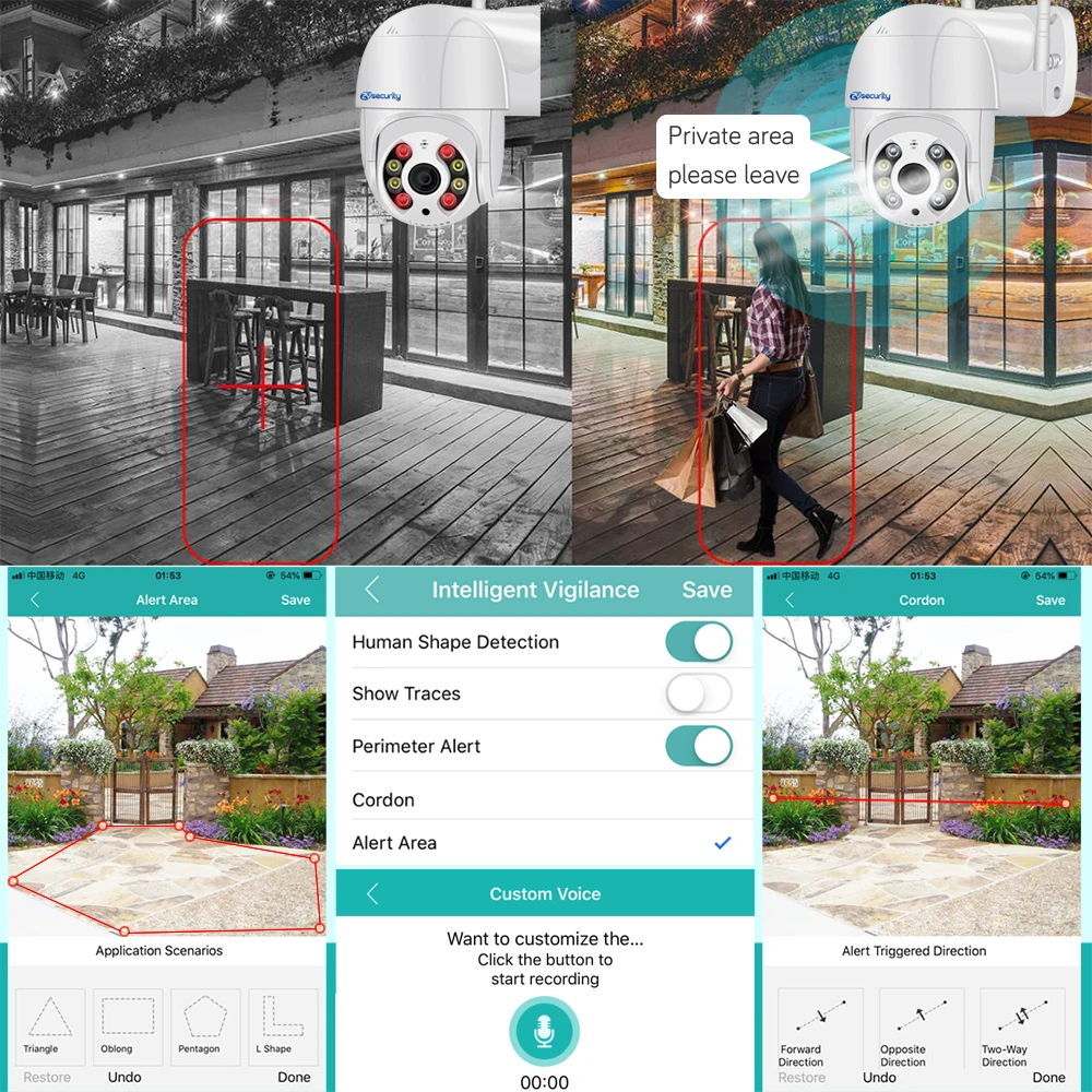 3MP 1080P PTZ Wifi IP Camera Outdoor Auto Tracking 4X Zoom AI Human Detect Wireless Speed Dome Camera H.265 CCTV Surveillance