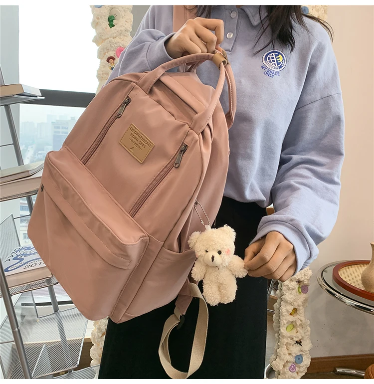 JULYCCINO  Multifunction Double Zipper Women Backpack Teenager Girls Laptop Backpack Student Shoulder Bag Korean Style Schoolbag fashionable travel backpacks