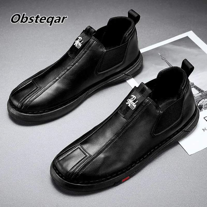

Casual Martin boots elastic small leather shoes comfortable and breathable men's casual men's shoes outdoor walking shoes