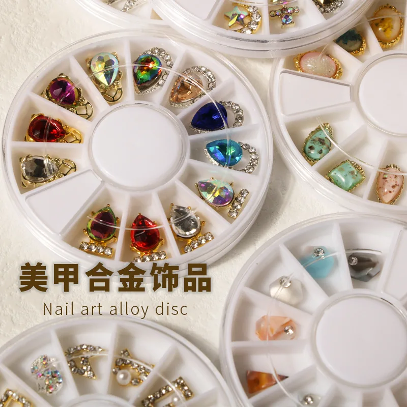 

12pcs/Set 3D Flat Bottom Nail Art Colorful Diamonds Super Flash Mixed Disc Pack DIY Fashion Ladies Party Nail Art Accessories