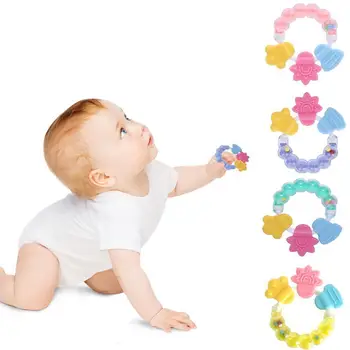 

Baby Rattle Teether Hand Rattle Baby Silicone Chewing Bell Molar Combination T3L8