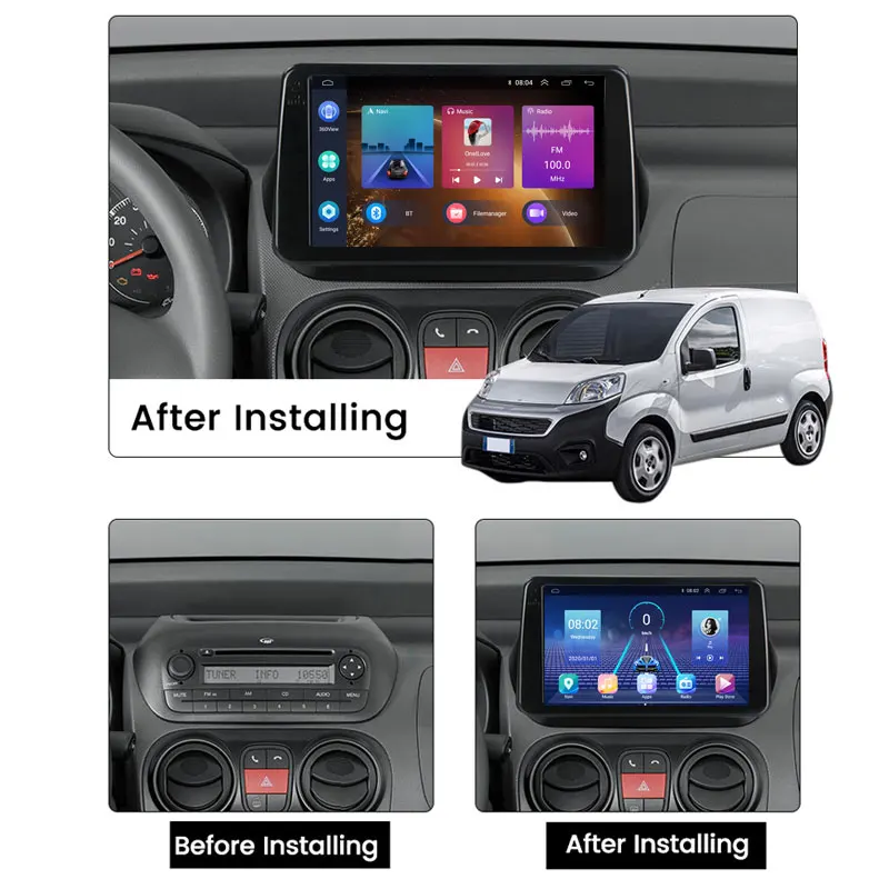 Erisin DSP CarPlay DAB+Android 10 Fiat Fiorino Citroen Nemo Peugeot Autoradio TNT 3075 
