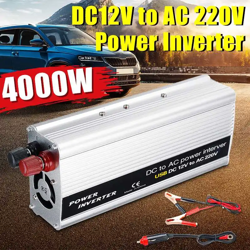4000 Вт DC 12 В к AC 220 В USB автомобильный инвертор зарядное устройство конвертер адаптер DC 12 к AC 220 модифицированный синусоидальный преобразователь напряжения