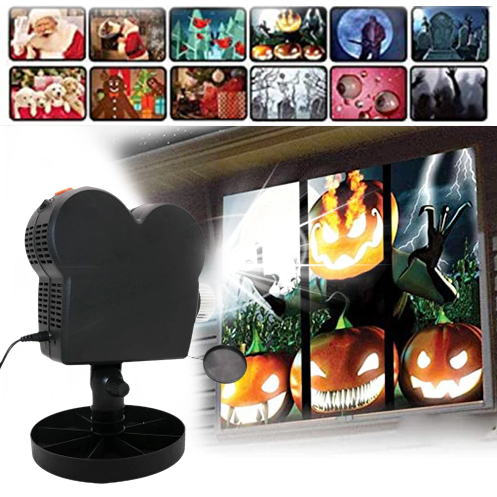 

Halloween Holographic Projector 12 Pictures Outdoor Garden Decoration Turns Your Window Into A Holiday Movie Screen#