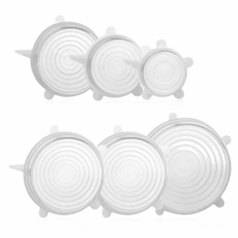 White 6pcs a set 6 шт./компл. Универсальный силиконовые крышки стрейч крышка всасывания Пособия по кулинарии кастрюля силиконовый чехол Пан крышкой разлива фиксаторы уход за кожей лица маска дома чаша крышка - Цвет: White 6pcs a set