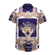 Urumbassa рубашка рукав Мужская винтажная рубашка Новинка Лето ретро женские рубашки с цветочным принтом M063