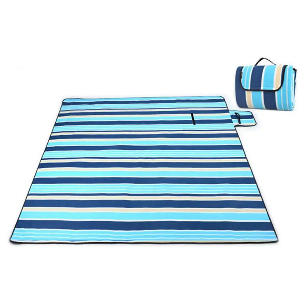 blue stripes Походный матрац для кемпинга водонепроницаемые, влажность для йоги, коврик для йоги из бархата Портативный складной Водонепроницаемый 200X200 см многопользовательский мат - Цвет: blue stripes