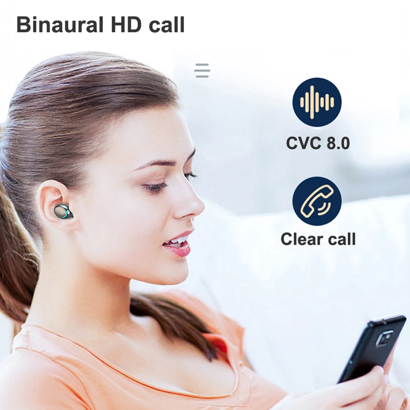 9D стерео Bluetooth наушники TWS 5 0 беспроводные CVC8.0 IPX7 водонепроницаемый светодиодный