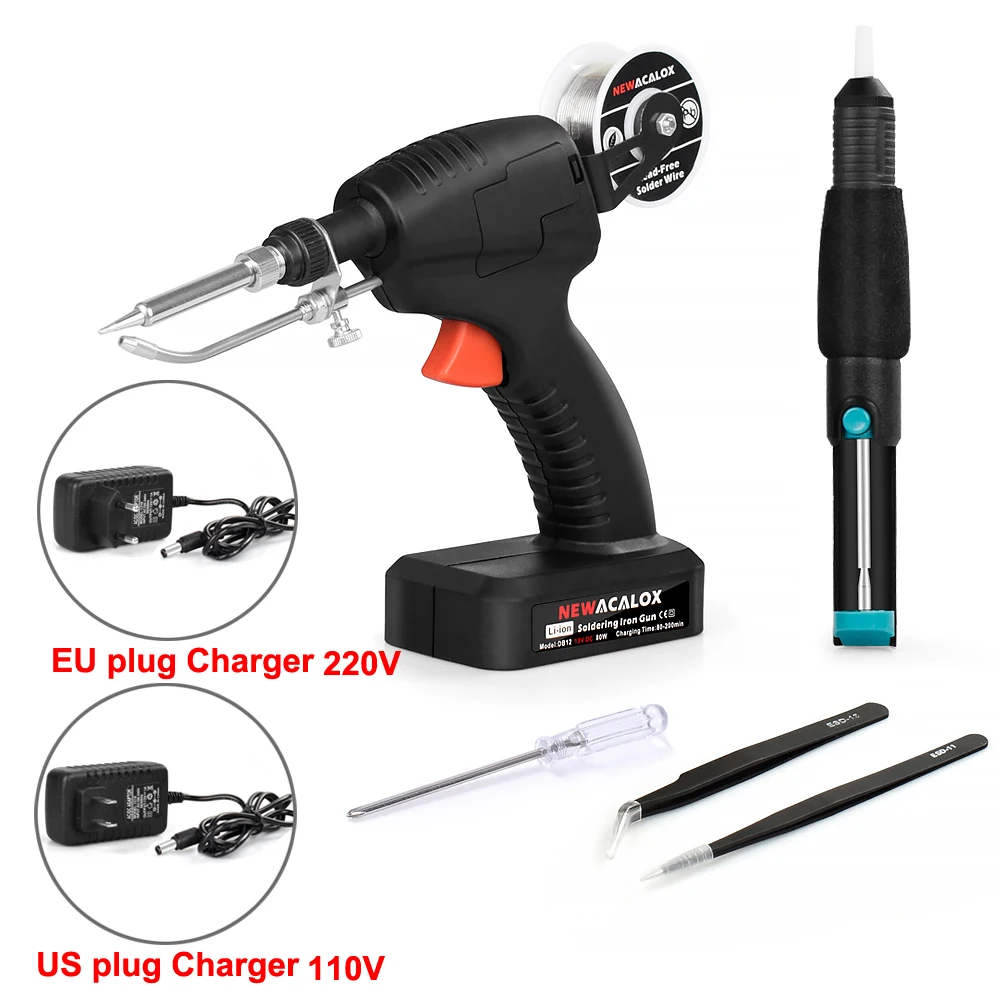 Auto Soldering Gun Kit 110V 80W with Welding Desoldering Pump Tin Wire/&2 Tweezes