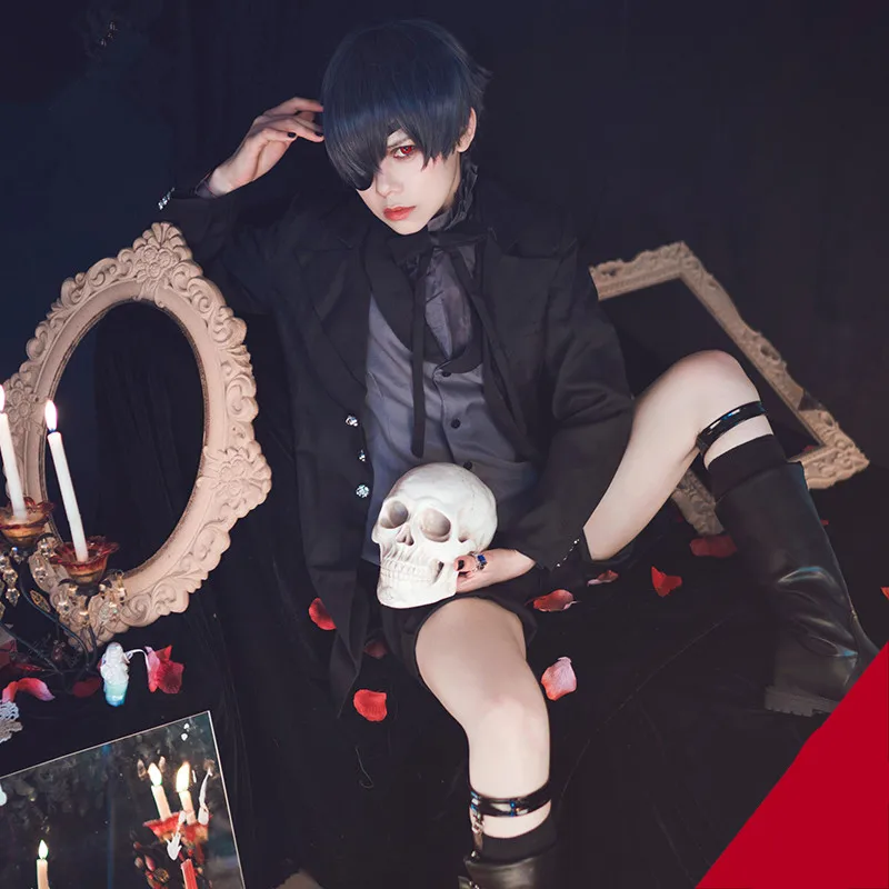 Одежда высшего качества; аниме «Черный Дворецкий»; Ciel Phantomhive; Карнавальный костюм для женщин и мужчин; пальто+ рубашка+ галстук+ жилет+ носки+ повязка+ шорты; вечерние костюмы