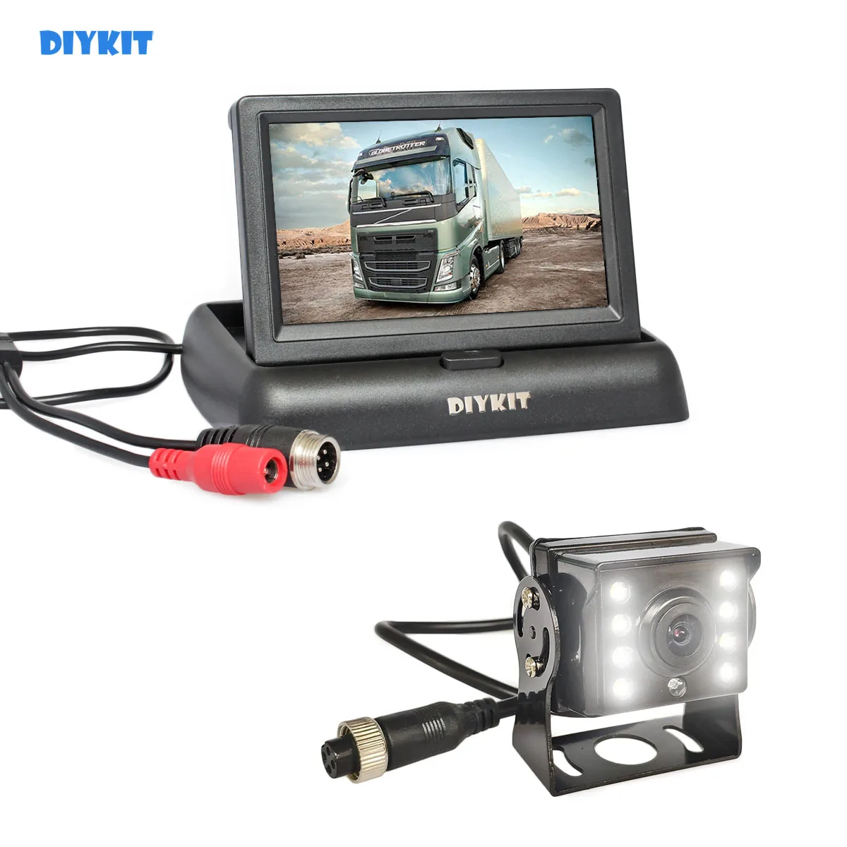 DIYKIT 4," Обратный автомобильный монитор заднего вида Водонепроницаемый CCD светодиодный ночного видения Видеокамера заднего вида для автобуса грузовика автомобильное зарядное устройство