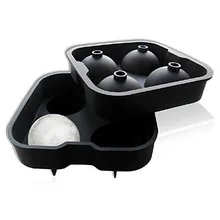 Черный 1 набор из 2 пластиковых формочек в форме шара, кубики льда, лотки, кубики льда с 4 отделениями, 12x12 см