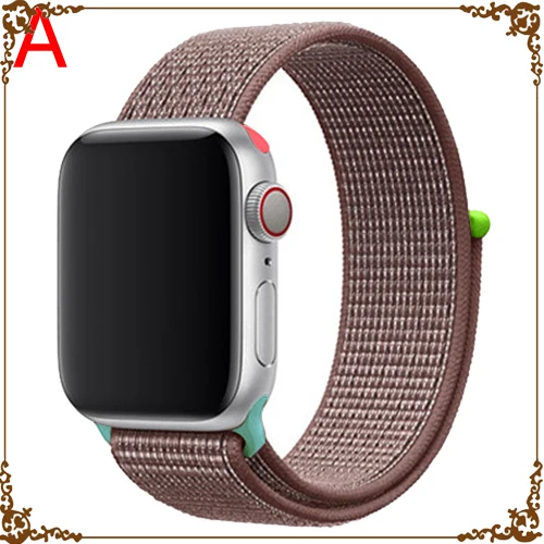 Ремешок для Apple Watch, ремешок для Apple Watch 5, 4, 44, мм, 42 мм, iwatch band 3, 2, 5, 42 мм, 38 мм, Спортивная петля, correa, нейлоновый ремешок для часов - Цвет ремешка: Smoke purple