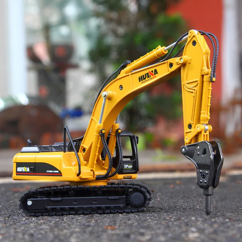 HUI NA TOYS Alloy 1:50 Drill Truck Model Toy Construction Car Breaking Machine Engineering Trucks Collectible Toys For Boys Gift