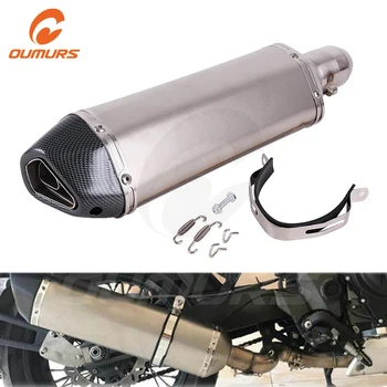 

OUMURS Motorcycle Exhaust Muffler Pipe For Akrapovic long Type 440mm Universal 51mm For TMAX FZ6 Z750 F800GS R1 ER6N CBR250 ATVs