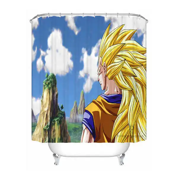 Shower Curtain Пользовательские водонепроницаемые занавески для душа Dragon Ball Z Goku и Gohan аниме@ 01 с принтом декора ванной комнаты различных размеров#180324-01-05 - Цвет: Shower Curtain