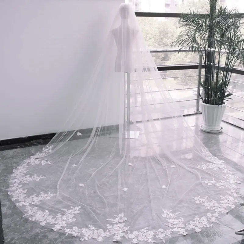 

Top Quality Best Sale Cheap Romantic White Ivory Mantilla veil Waltz Length Lace Edge veils For Wedding Dresses