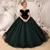 Kids Dresses Girl Elegant Long Prom Green Tulle Gowns 2022 New Children Graduation Dress Teen Wedding Bridesmaid Robe ► Photo 1/6