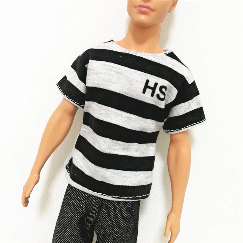 Ken The Boy Friend/комплект из Черных Полосатых футболок и штанов, аксессуары для кукол Барби, Детский костюм для игры в дом, детские игрушки, подарок