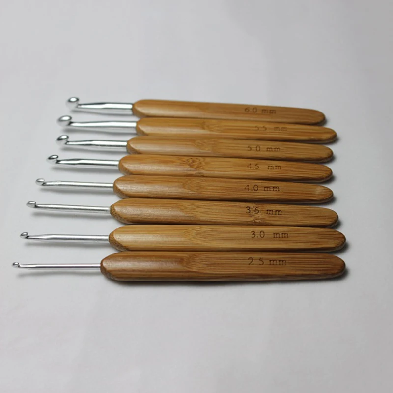 Bamboo Crochet Beginner Set Mixed Aluminum Handle Crochet Hooks Kit Bamboo Knitting Knit Needles Weave Yarn