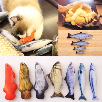

1Pc Pet Soft Plush 3D Fish Shape Cat Toy Interactive Gifts Fish Catnip Toy Stuff Pillow Doll Simulation Fish Playing Toy For Pet