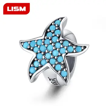 

Blue starfish Silver 925 Flowers Whirl Stopper Spacer CZ Beads for jewelry making charms silver original Bracelets