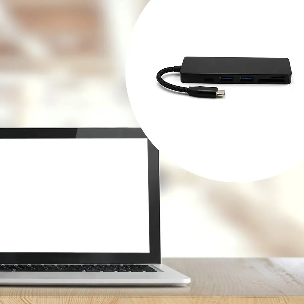 5 в 1 USB концентратор type-C до 4 порта USB3.0+ USB2.0+ TF/Micro SD+ SD type C PD адаптер зарядки USB-C кардридер для Mac