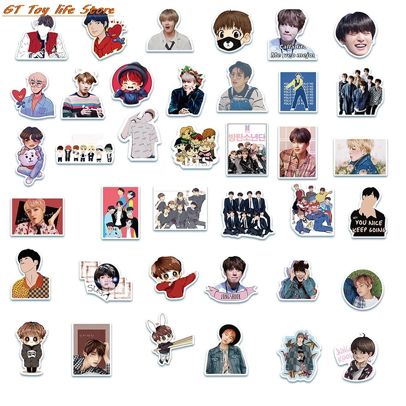76pcs korean stars kpop carton toy pvc sticker for skateboard luggage notebook laptop decals idols cute photos stickers toy sticker aliexpress