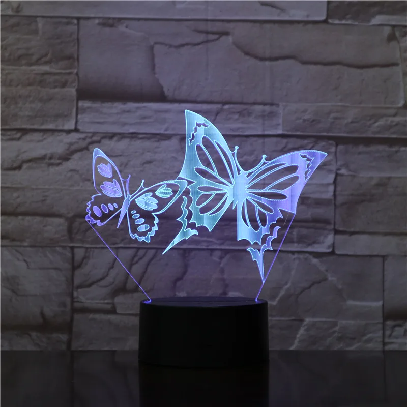 VCity красивая бабочка 3D лампа 7 цветов меняющая ночник потрясающая визуализация оптические подарки для девочек маска для работы Декор